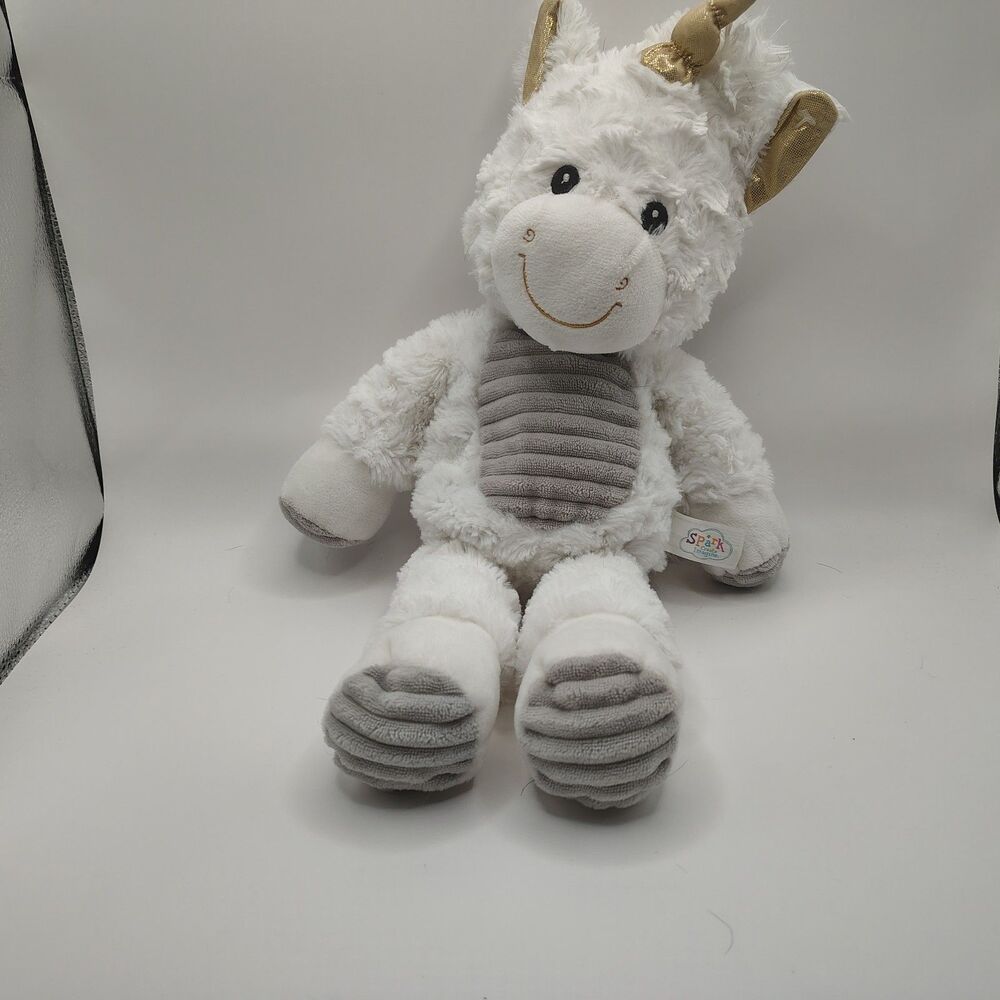 Spark Create Imagine White Gold Unicorn Plush Rattle Crinkle 16" Stuffed Animal